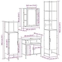 4-delige badkamermeubelset in zwart eiken-van hout - thumbnail