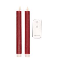2Pcs Bordeaux Rustiek Wax Diner Kaars 23Cm Bew. Vlam Met Afstands Bediening 2Xaa Anna's Collection - Annas collection - thumbnail