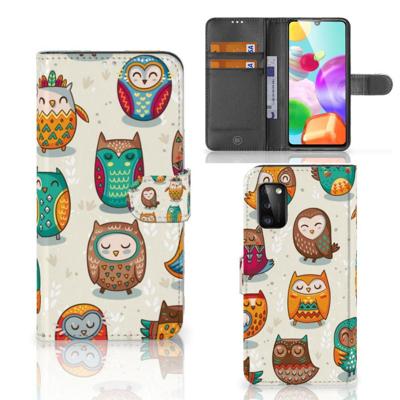 Samsung Galaxy A41 | Telefoonhoesje | Met pasjeshouder | Vrolijke Uilen