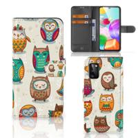 Samsung Galaxy A41 | Telefoonhoesje | Met pasjeshouder | Vrolijke Uilen - thumbnail