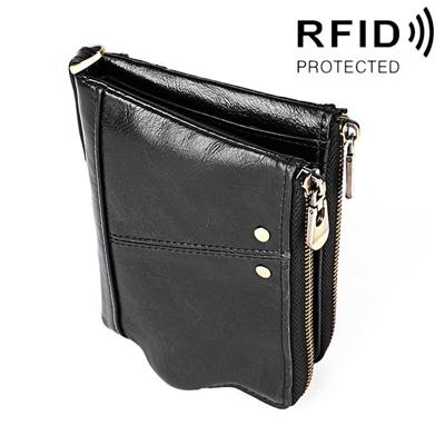 3533 Long Crazy Horse Texture Cowhide Leather Folding Anti-magnetic RFID Wallet Clutch Bag for Men with Card Slots(Black) 3533 Long Crazy Horse Texture Cowhide Leather Folding Anti-magnetic RFID Wallet Clutch Bag for Men with Card Slots(Black)