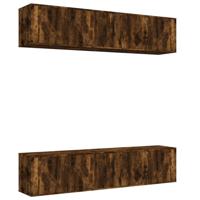 6-delige Tv-meubelset bewerkt hout gerookt eikenkleurig - thumbnail