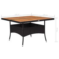 Tuintafel poly rattan en massief acaciahout zwart - thumbnail