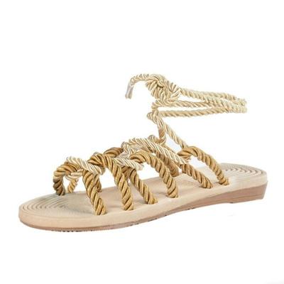 Vrouwen sandalen Stagger hennep touw schoenen grootte: 38 (bruin)