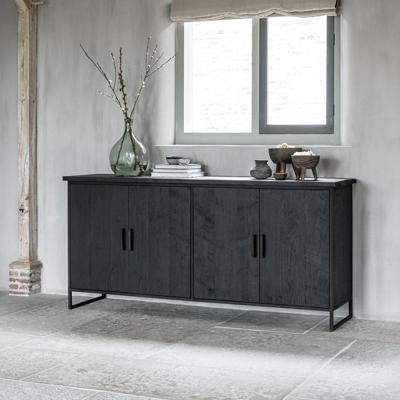 DTP Home Dressoir 'Beam' Teakhout, 190cm, kleur Zwart DTP Home Dressoir 'Beam' Teakhout, 190cm, kleur Zwart
