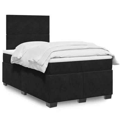 Boxspring met matras fluweel zwart 120x200 cm - thumbnail