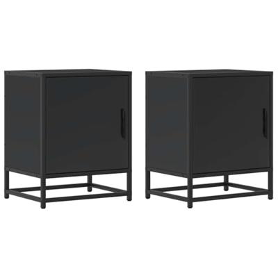 Nachtkastjes 2 st 40x31x50 cm bewerkt hout en metaal zwart