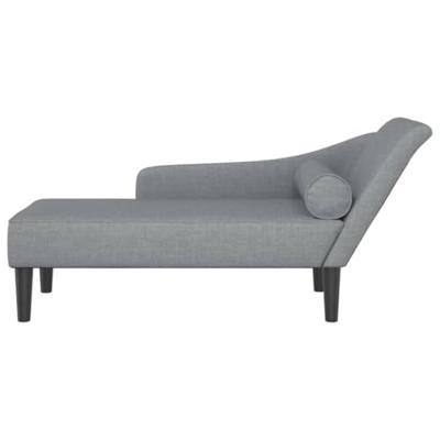 Chaise longue met kussens stof lichtgrijs
