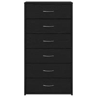 Dressoir met 6 lades 50x34x96 cm spaanplaat zwart eikenkleurig - thumbnail