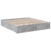 Bedframe met lades bewerkt hout betongrijs 180x200 cm - thumbnail