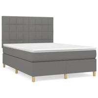 Boxspring met matras stof donkergrijs 140x190 cm - thumbnail