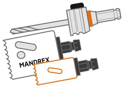 Starter Kit Gatzaaghouder zesk.8.5 105mm Centreerboor + 5 adapters Mandrex - thumbnail