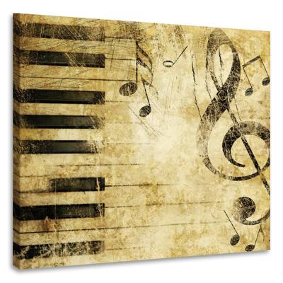Schilderij - Grunge piano, muziek, 3 maten, print op canvas