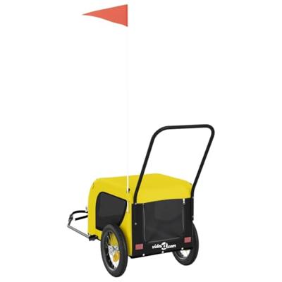 Hondenfietstrailer oxford stof en ijzer geel en zwart - thumbnail