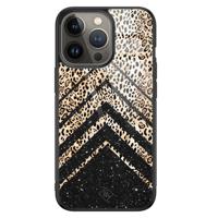 iPhone 13 Pro glazen hardcase - Chevron luipaard - thumbnail