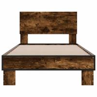 Bedframe bewerkt hout en metaal gerookt eikenkleurig 90x200 cm - thumbnail