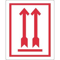 Waarschuwingsetiket pijl omhoog rd 500 stuks - thumbnail