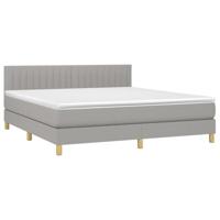 Boxspring met matras stof lichtgrijs 120x190 cm - thumbnail