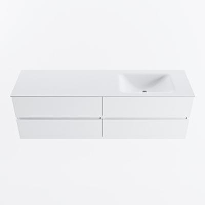 MONDIAZ VICA 160cm badmeubel onderkast Talc 4 lades. Wastafel CLOUD rechts 1 kraangat, kleur Talc.