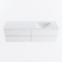 MONDIAZ VICA 160cm badmeubel onderkast Talc 4 lades. Wastafel CLOUD rechts 1 kraangat, kleur Talc. - thumbnail