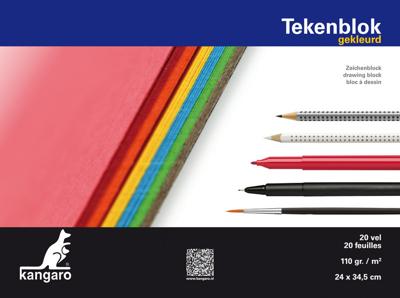 Kangaro tekenblok A4+ 110 gram 20 vel gekleurd Kangaro tekenblok A4+ 110 gram 20 vel gekleurd