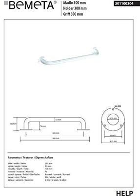Handgreep Sapho Handicap 30cm Wit