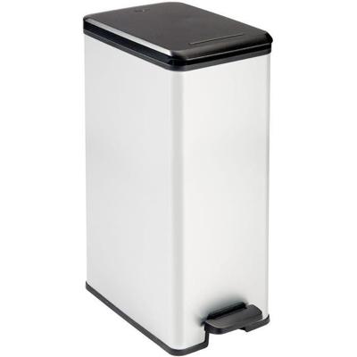 Slanke prullenbak - SLIM BIN - CURVER - 40L - Ruimtebesparend - 40 x 25 x 61 cm - Metallic grijs