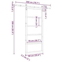 Schuifdeur Bruin 90 x 208 cm Massief grenenhout - thumbnail