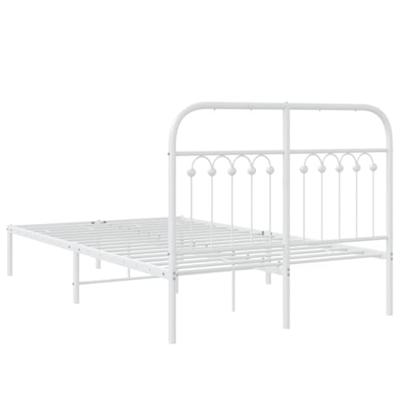 Bedframe met hoofdbord metaal wit 120x190 cm