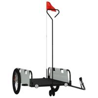 VidaXL Fietstrailer oxford stof en ijzer grijs en zwart - thumbnail
