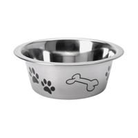 Basic Hondenvoerbak met print 16 cm rvs - thumbnail