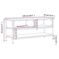 Tv-meubel 100x35x45 cm bewerkt hout zwart - thumbnail