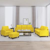 4-delige Loungeset met kussens stof lichtgeel - thumbnail