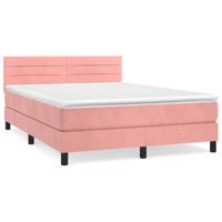 Boxspring met matras fluweel roze 140x200 cm - thumbnail