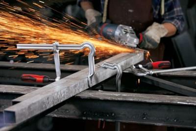 Geheel stalen schroefklem OMEGA spanwijdte 400 mm werkbereik 120 mm 2C-greep BES Geheel stalen schroefklem OMEGA spanwijdte 400 mm werkbereik 120 mm 2C-greep BES