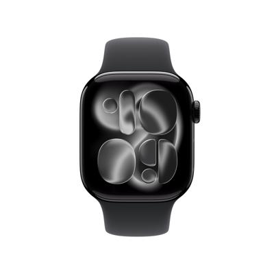 Apple Watch Series 11 GPS + Cellular - 42 mm - Jet Black aluminium kast - Zwarte sportband - M/L