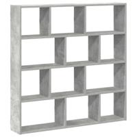 Wandschap kubus 12 vakken bewerkt hout betongrijs - thumbnail