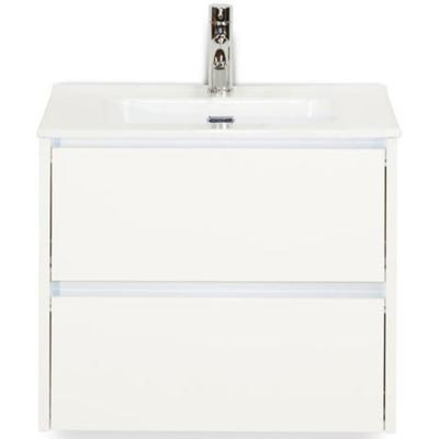 Dante Badmeubelset 60 cm - Wit Hoogglans - Keramische Wastafel Wit Cover