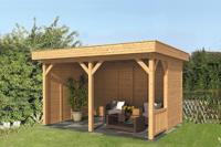 Tuindeco Oslo L Overkapping type 3 478x380 cm Lariks/Douglashout blank- Plat dak- Onbehandeld lariks Douglas hout- Tuindeco - thumbnail