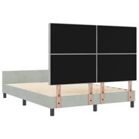 Bedframe met hoofdeinde Lichtgrijs 160 x 200 cm Fluweel - thumbnail
