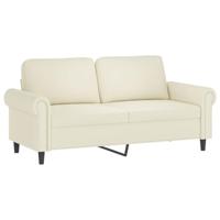 Tweezitsbank met sierkussens 140 cm fluweel crèmekleurig - thumbnail