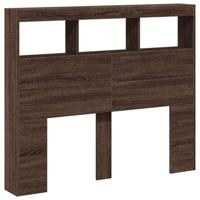 Hoofdbordkast met LED-verlichting 120x17x102 cm bruin eiken - thumbnail