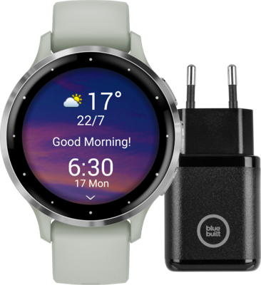 Garmin Venu 3S Zilver/Groen + BlueBuilt Oplader