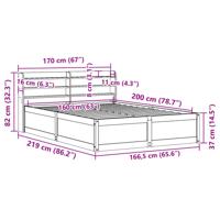 Bedframe met hoofdbord massief grenenhout wasbruin 160x200 cm - thumbnail