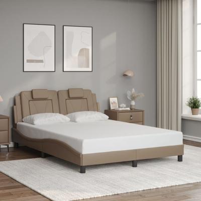 Bedframe met hoofdbord kunstleer cappucinnokleurig 140x190 cm Bedframe met hoofdbord kunstleer cappucinnokleurig 140x190 cm