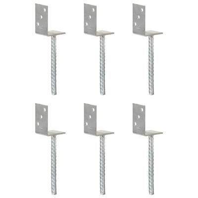 VidaXL Grondankers 6 st 8x6x30 cm gegalvaniseerd staal zilverkleurig VidaXL Grondankers 6 st 8x6x30 cm gegalvaniseerd staal zilverkleurig