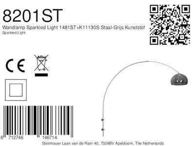Steinhauer Wandlamp Sparkled light 8201st staal kap kunststof grijs