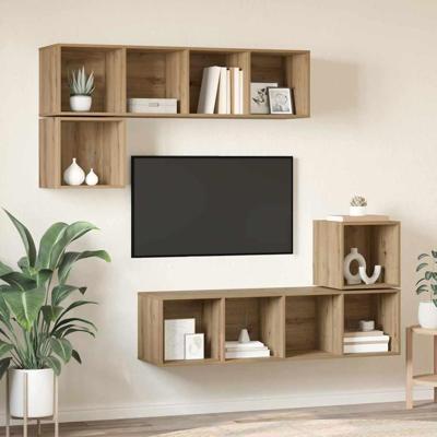 Tv-meubelset 4 pcs artisanaal eikenkleurig 37 x 37 x 142.5 cm