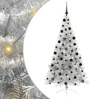 VidaXL Kunstmatig voorverlicht kerstboom met 300 led zilver 210 cm pet - thumbnail