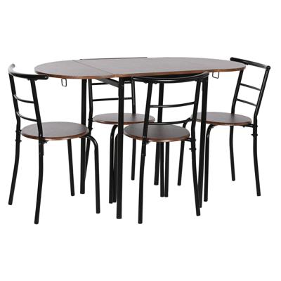 Tafel met vier stoelen DKD Home Decor Bruin Zwart Metaal Hout MDF 121 x 55 x 78 cm